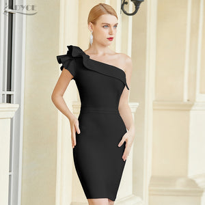 ADYCE Vestido One Shoulder Ruffles Sexy Sleeveless Bodycon Bandage Party Dress - H7925