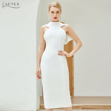 ADYCE Vestidos White Sexy Sleeveless Halter Bow Midi Bodycon Bandage Party Dress - H7865