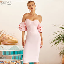 ADYCE Pink Off Shoulder Sexy Butterfly Short Sleeve Bodycon Bandage Party Dress - H8025