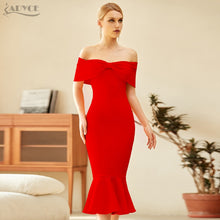 ADYCE Vestidos Sexy Red Off Shoulder Short Sleeve Mermaid Bodycon Bandage Party Dress - H8058