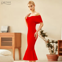 ADYCE Vestidos Sexy Red Off Shoulder Short Sleeve Mermaid Bodycon Bandage Party Dress - H8058