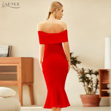 ADYCE Vestidos Sexy Red Off Shoulder Short Sleeve Mermaid Bodycon Bandage Party Dress - H8058