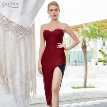 ADYCE Vestidos Sexy Sleeveless Wine Red Strapless Bodycon Bandage Party Dress - H7182