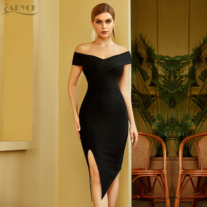 ADYCE Vestidos Sexy Short Sleeve Bodycon Off Shoulder Bandage Party Dress - H8074